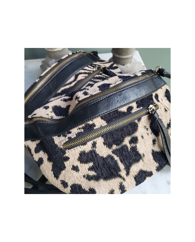 Grand sac banane motif noir et blanc