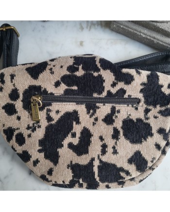 Grand sac banane motif noir et blanc