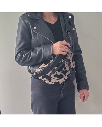 Grand sac banane motif noir et blanc