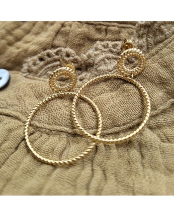Boucle d'oreille double anneau doré
