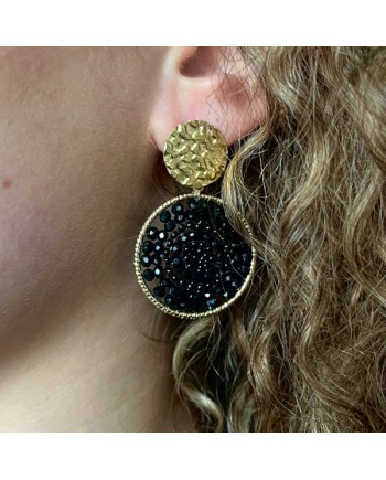 Boucle d'oreille rondes et perles de couleurs