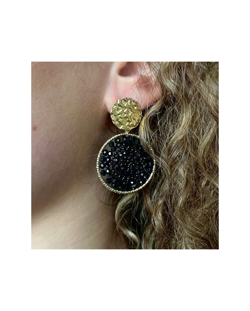 Boucle d'oreille rondes et perles de couleurs
