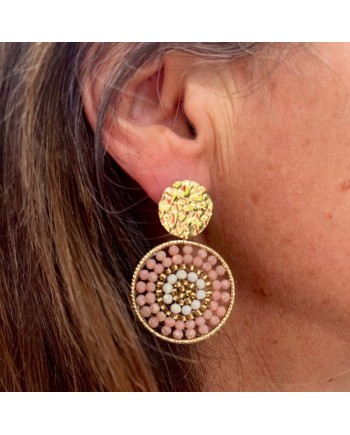 Boucle d'oreille rondes et perles de couleurs