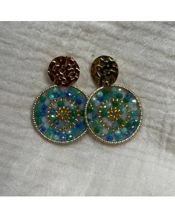 Boucle d'oreille rondes et perles de couleurs