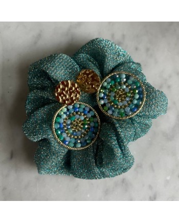 Boucle d'oreille rondes et perles de couleurs