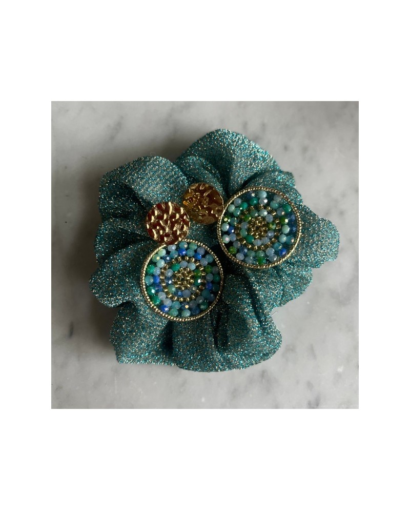 Boucle d'oreille rondes et perles de couleurs