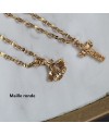 Collier maille large croix ou feuille