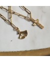 Collier maille large croix ou feuille