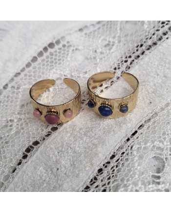 Bague martelé et pierre