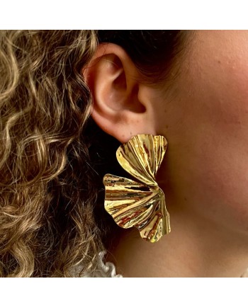 Boucles d'oreille Doré large feuille