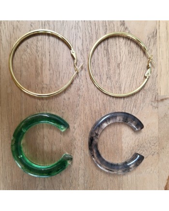 Boucles d'oreilles grandes créoles 2 en 1