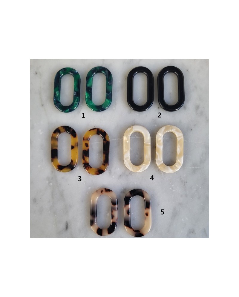 boucles d'oreilles créoles et résine ovale