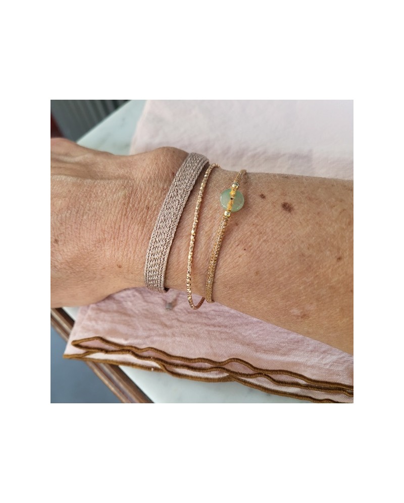 Bracelet tissé fin fil doré ou argenté