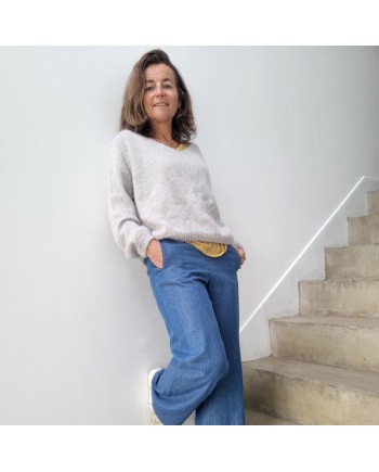 Pull col V manche longue