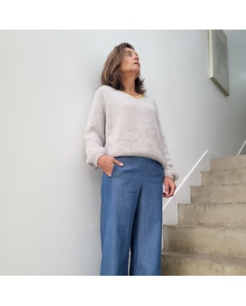 Pull col V manche longue