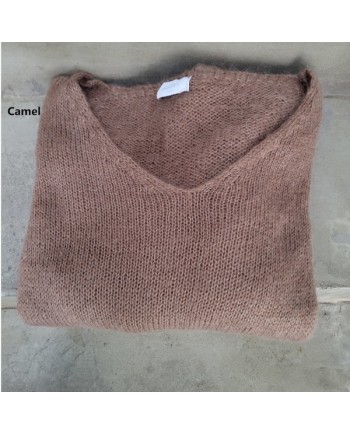 Pull col V manche longue