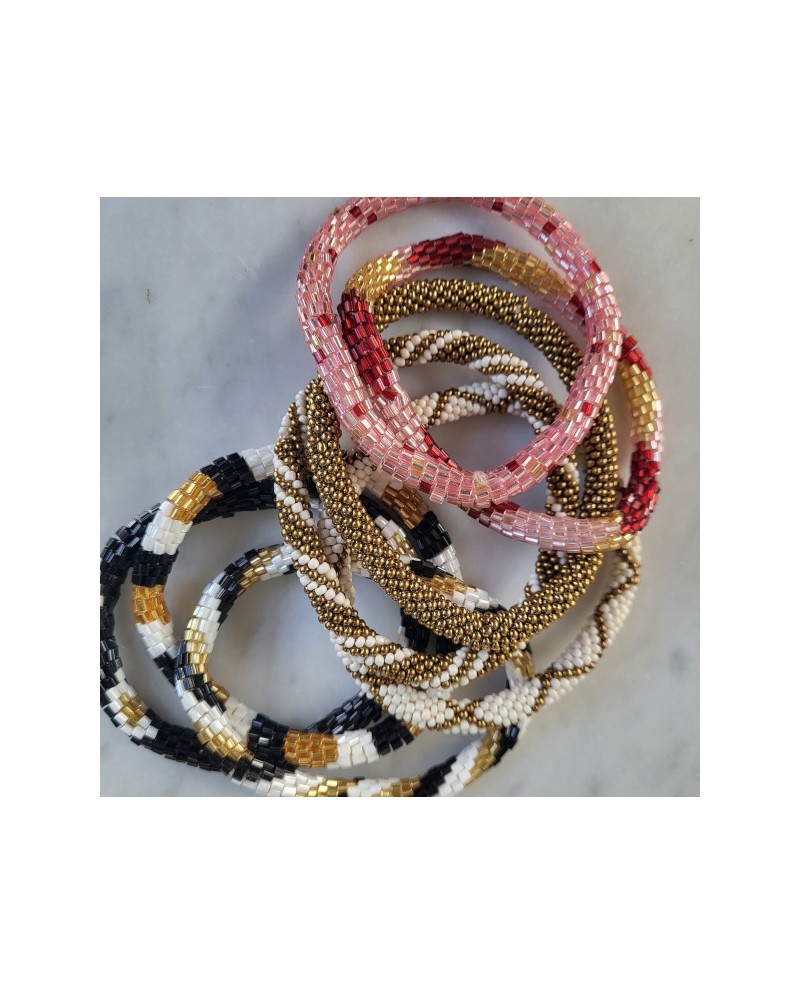 Bracelet souple en perles tissées colorées