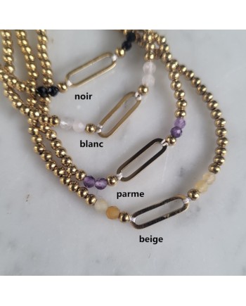 Bracelet chaîne boules motif ovale