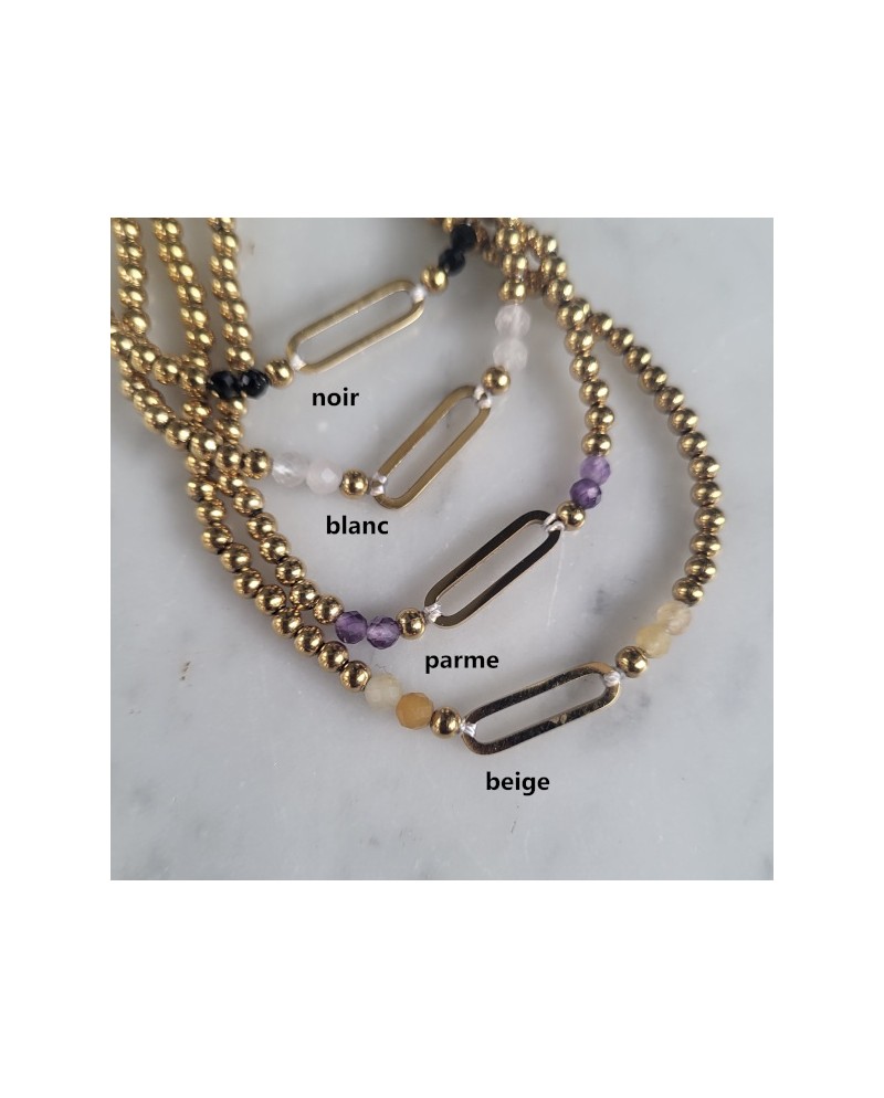 Bracelet chaîne boules motif ovale