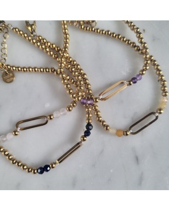 Bracelet chaîne boules motif ovale