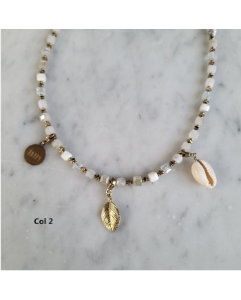 Colliers perles colorées & breloques dorées – Thème mer et spirituel