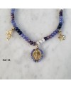 Collier perles colorées et médaille vierge
