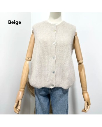 Gilet côtelé sans manche col rond