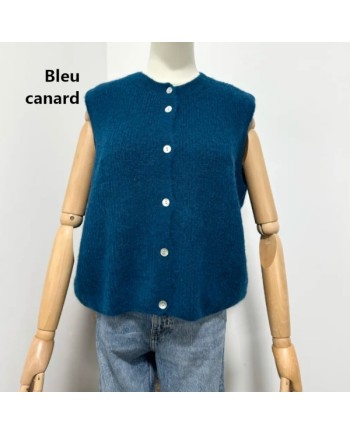 Gilet côtelé sans manche col rond