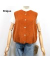 Gilet côtelé sans manche col rond
