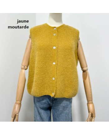 Gilet côtelé sans manche col rond