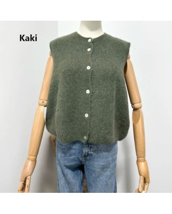 Gilet côtelé sans manche col rond