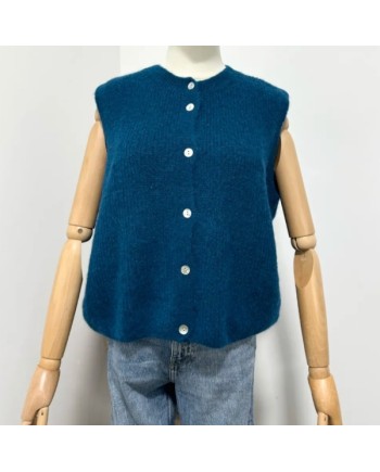 Gilet côtelé sans manche col rond