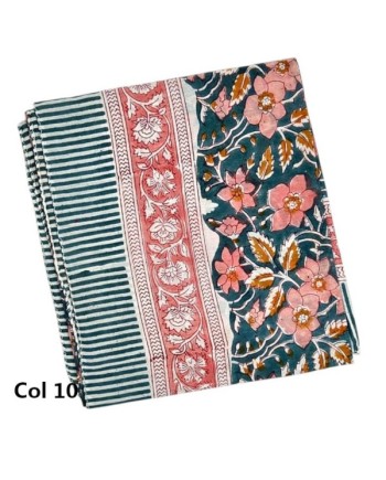 Foulard imprimé style "block print" 6 couleurs, 100% coton.