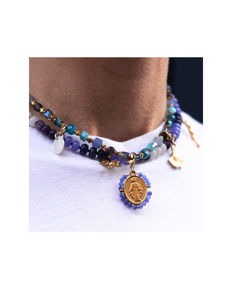 Colliers perles colorées & breloques dorées – Thème mer et spirituel