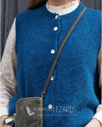 Gilet côtelé sans manche femme,  col rond, Alpaga & laine, 7 coloris