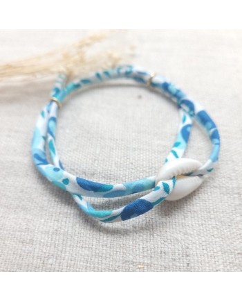 Bracelet coquillagesur lien liberty coulissant, 7 couleurs, ajustable