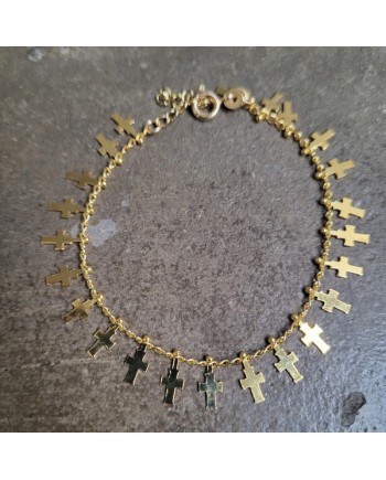 Bracelet chaîne croix plaqué Or, fine et délicate, cadeau religieux
