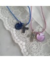 collier croix argent lacet coton personnalisé, idée cadeau religieux