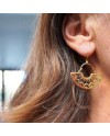 Paire de boucle d'oreille doré, style ethnique, motif géométrique. 