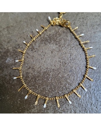 Bracelet chaîne fine plaqué Or, gouttes de couleurs, taille ajustable