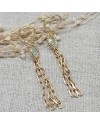 Boucles d'oreilles pendante chaînes et de pierre sertie, coloris clair