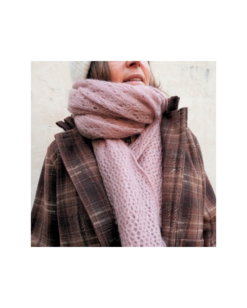 echarpe maille ajourée, mohair et laine, longues, coloris au choix