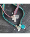 Bracelet religieux croix et vierge, coloré, ajustable, cadeau catho