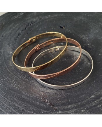 Bracelet jonc rigide religieux personnalisable, argent, plaqué Or. 