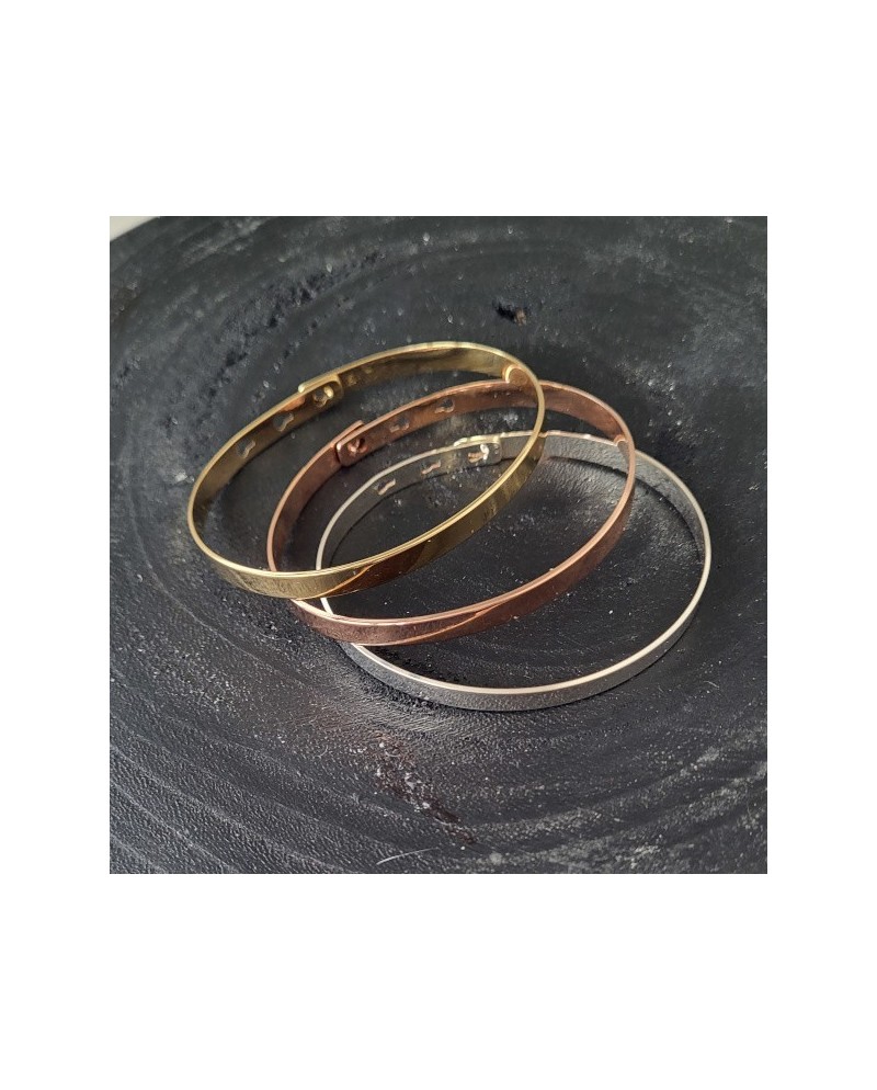 Bracelet jonc rigide religieux personnalisable, argent, plaqué Or. 