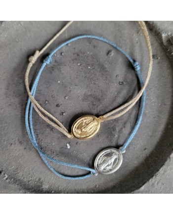 Bracelet lacet coton – Médaille vierge argent ou plaqué or