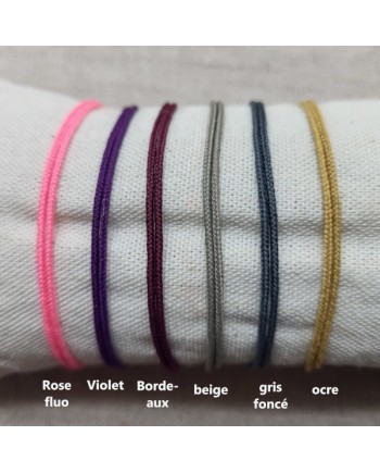 Bracelet anneau Argent ou Plaqué Or monté sur lacet coton ajustable