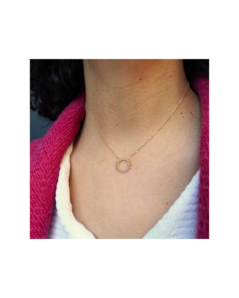 Collier Soleil Femme en Acier Inoxydable doré – Chaîne 42-45 cm