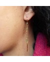 Boucles d'oreilles pendante, perles émaillées colorées, clip ou percée