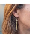 Boucles d'oreilles pendante chaînes et de pierre sertie, coloris clair
